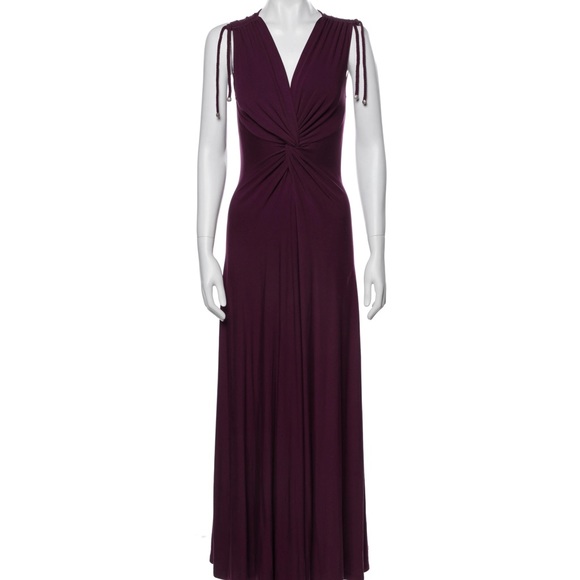 LIKE NEW Heidi Klein Purple Evening Gown Maxi Dress Sleeveless V-Neck Stretch - Picture 2 of 5